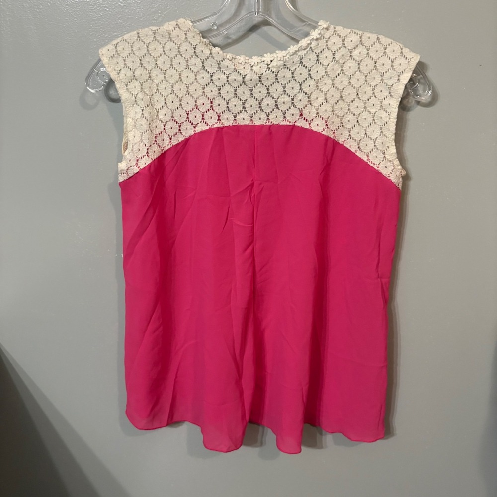 Speckless Pink Sheer Top Crochet Lace Sleeveless Blouse (Girls Large) - Picture 3 of 5